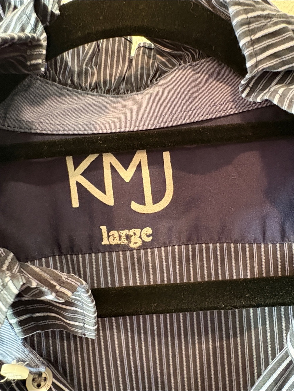 KMJ Women's Black Pinstripe Button-Down Shirt - Picture 2 of 6